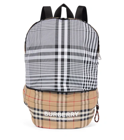 Burberry Kids' Convertible Vintage Check Econyl® Backpack/belt Bag In Black/white