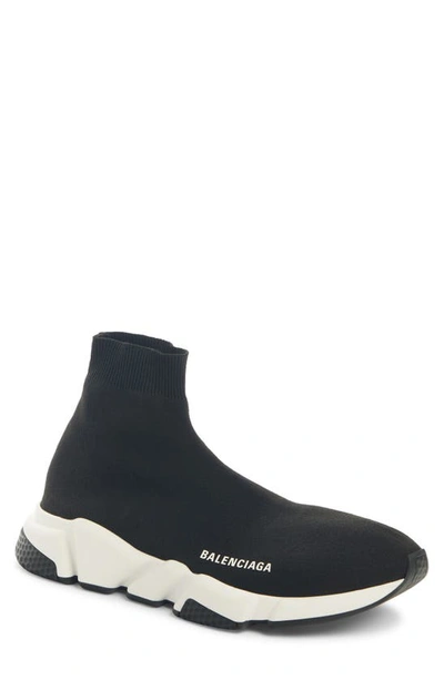 Balenciaga Speed High Slip-on In Black / White / Black