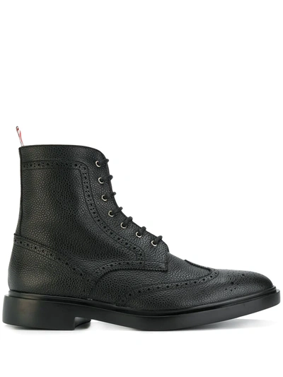 Thom Browne Wingtip Ankle Boots In Black