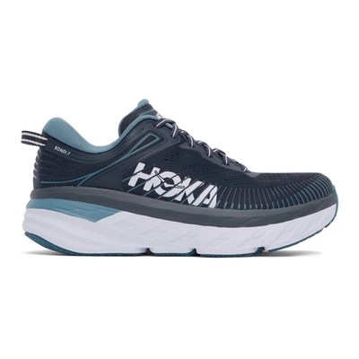 Hoka One One Navy & Blue Bondi 7 Sneakers In Ombre Blue/ Provincial Blue