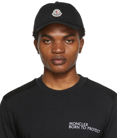 Moncler Logo-patch Cotton Baseball Cap In Black