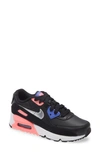 Nike Kids' Air Max 90 Sneaker In Black/ Silver/ Sunset Pulse
