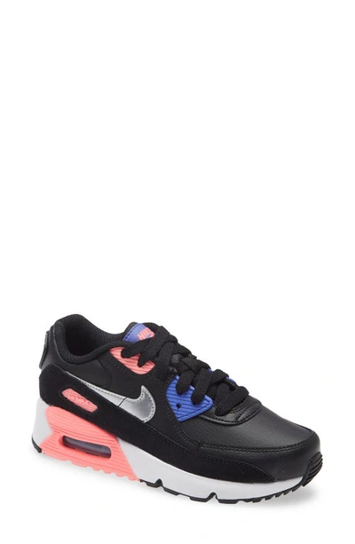 Nike Kids' Air Max 90 Sneaker In Black/ Silver/ Sunset Pulse