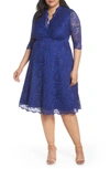 Kiyonna Women's Plus Size Mademoiselle Lace Dress In Sapphire