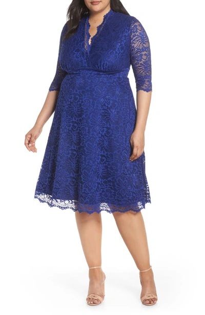 Kiyonna Women's Plus Size Mademoiselle Lace Dress In Sapphire