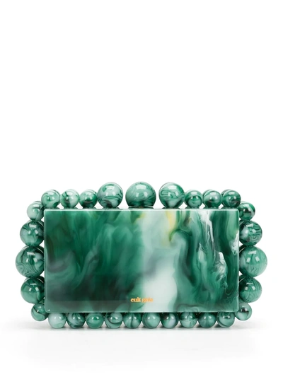 Cult Gaia Eos Beaded Acrylic Box Clutch In Sage