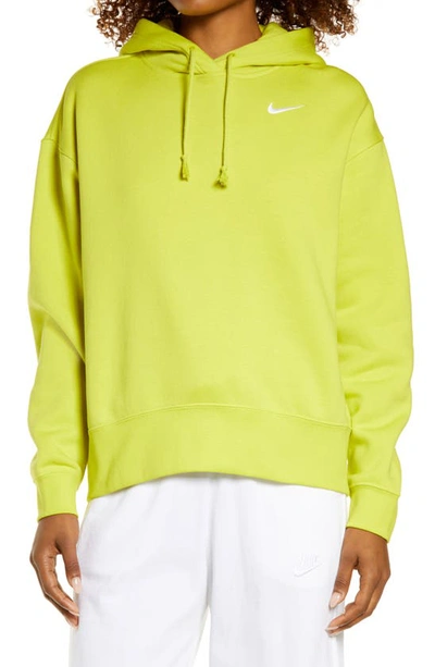 Nike Sportswear Fleece Hoodie In High Voltage/ White