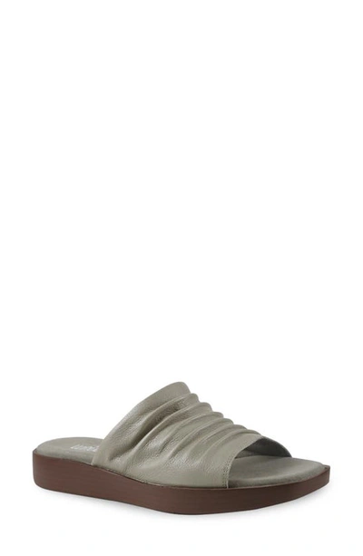 Munro Kala Slide Sandal In Vintage Khaki Tumbled Leather