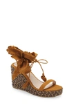 Cecelia New York Lily Platform Wedge Sandal In Burnt Sugar Leather