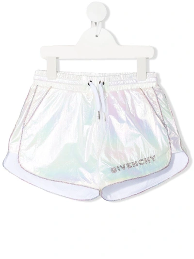 Givenchy Kids' Iridescent Logo-detail Shorts In White