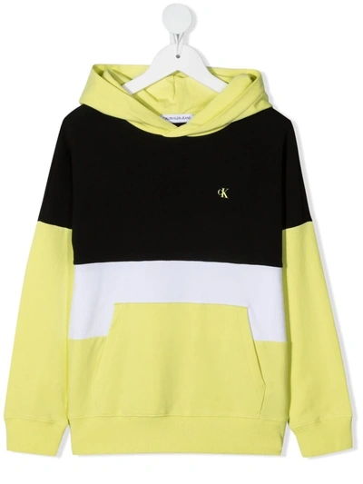 Calvin Klein Kids Hoodie Colour Block Logo For Boys In Black