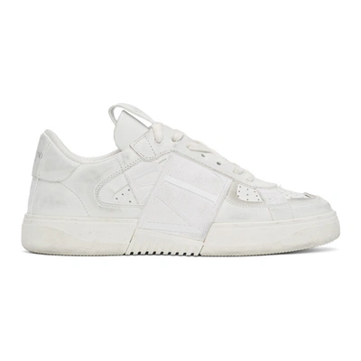 Valentino Garavani Vl7n Sneakers In Leather And Fabric In White