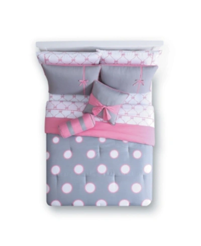 Vcny Home Sophie Polka Dot Bed In A Bag 10 Piece Comforter Set, Full In Pink