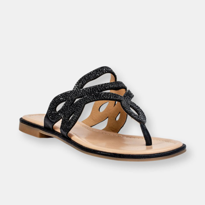 Gc Shoes Amelia Womens Leather Thong Flat Sandals In Black