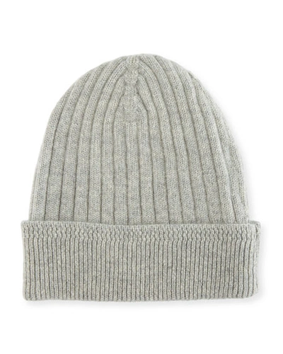 Tom Ford Ribbed Cashmere Beanie Hat In Gray