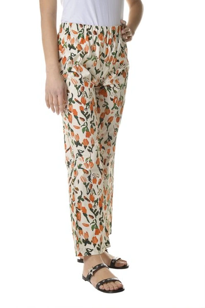 Marni Floral Print Flared Trousers In White