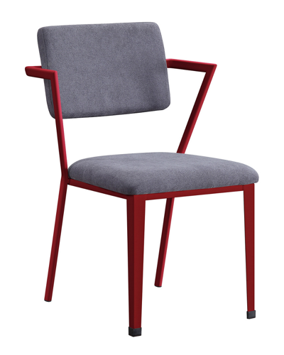 Acme Furniture Cargo Chair In Gray Fabric And Red