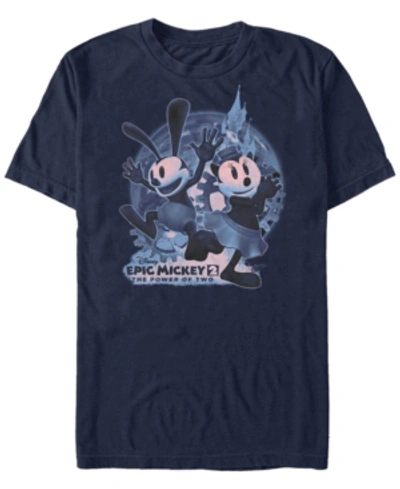 Fifth Sun Men's Epic Mickey Oswald And Ortensia Moon Short Sleeve T-shirt In Navy