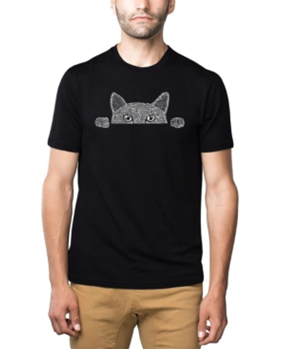 La Pop Art Men's Premium Blend Word Art Peeking Cat T-shirt In Black