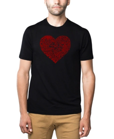 La Pop Art Men's Premium Blend Word Art Country Music Heart T-shirt In Black