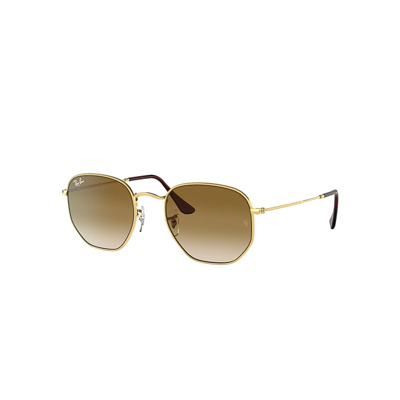 Ray Ban Hexagonal Clear Gradient Brown Unisex Sunglasses Rb3548 001/51 48 In Gold