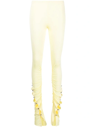 Acne Studios Button-embellished Skinny Trousers In Yellow