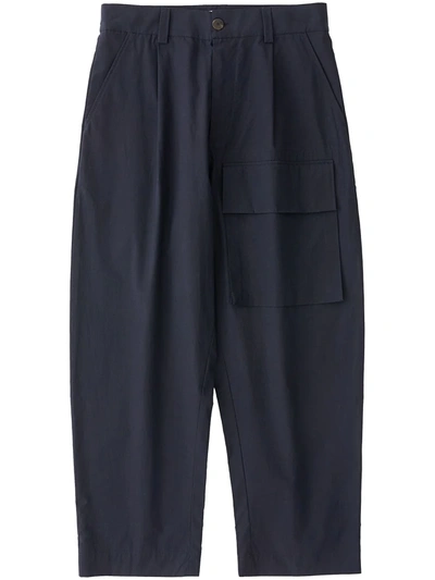 Studio Nicholson Rosario Cotton-poplin Cropped Wide-leg Trousers In Blue