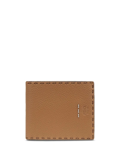 Fendi Stitched Bi-fold Wallet In Brown