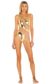 Norma Kamali Snake Mesh Mio One-piece Swimsuit In Gold Foil