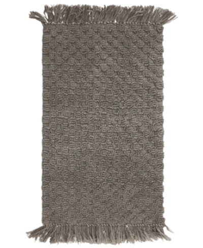 French Connection Arta Stonewash 20" X 34" Beaded Cotton Bath Rug Bedding In Charcoal