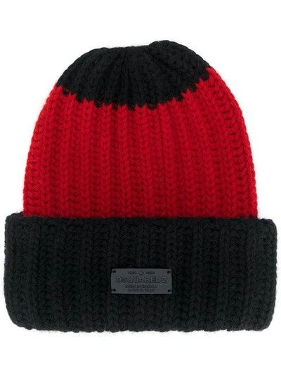 Dsquared2 Knitted Beanie Hat In Black