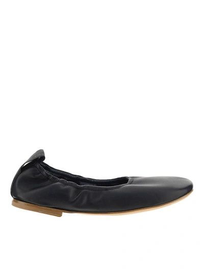Lanvin Elasticated Leather Flats In Black