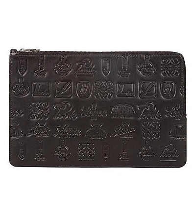 Loewe Signature Double Leather Pouch In Black/rouge