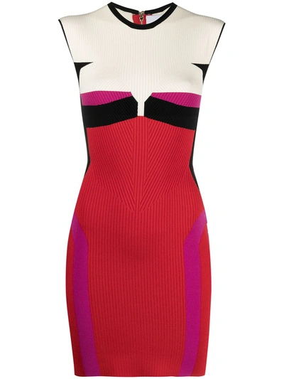 Az Factory Your Body Color-block Ribbed Stretch-knit Mini Dress In Red