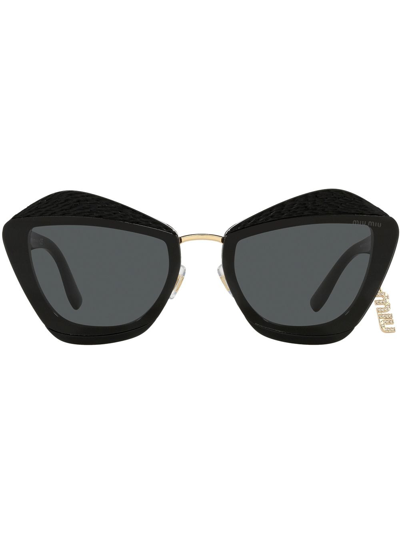 Miu Miu Charms Geometric-frame Sunglasses In Black