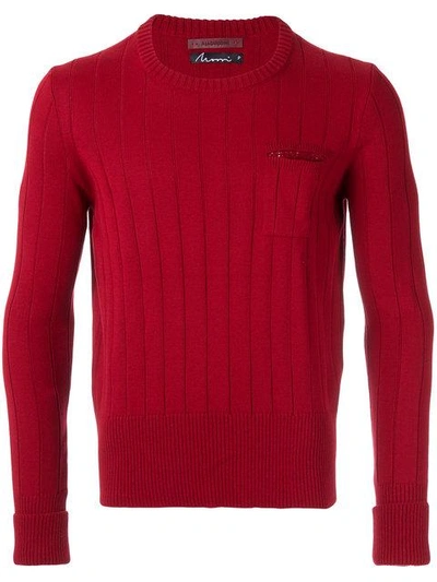 À La Garçonne Knitted Pullover In Red