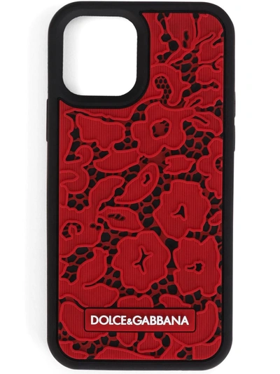 Dolce & Gabbana Lace Rubber Iphone 12/12 Pro Cover In Red