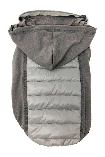Pet Life 'apex' Lightweight Hybrid 4-season Stretch & Quick-dry Dog Coat W/ Pop Out Hood In Grey
