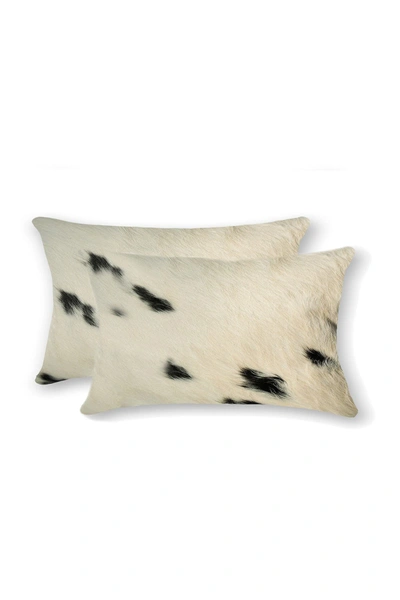 Natural Torino Kobe Cowhide Pillow In White Black