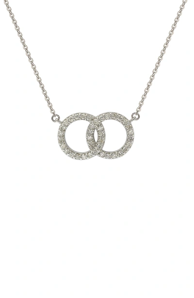 Suzy Levian 14k White Gold Diamond Love Knot Necklace
