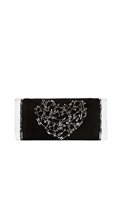 Edie Parker Soft Lara Heart Pin Clutch Bag, Black