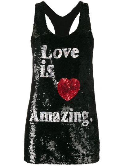 Ashish Love Is Amazing Sequin Embellished Tank Top In Black