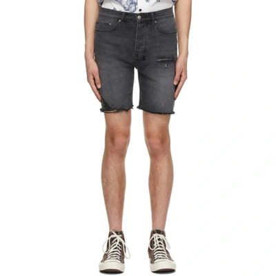 Ksubi Chopper Cinder Trashed Ripped Denim Shorts In Black