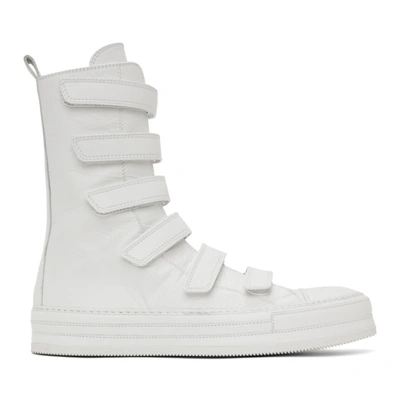 Ann Demeulemeester White Leather Velcro High-top Sneakers | ModeSens