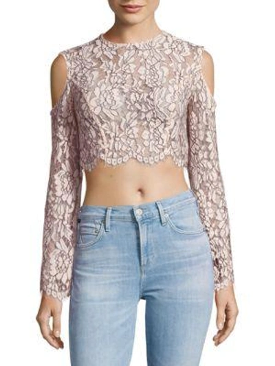 Keepsake Adorn Lace Cold Shoulder Top In Cream