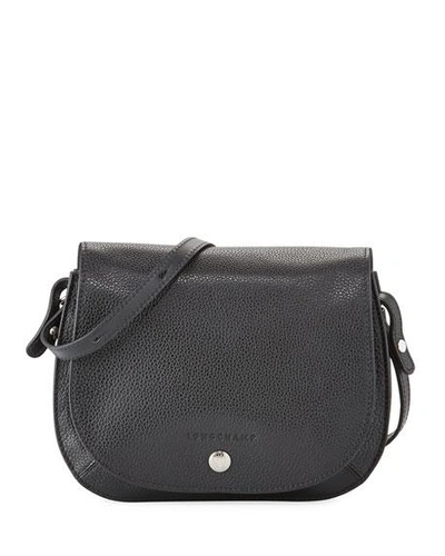 Longchamp Le Foulonne Small Leather Cross Body Bag In Black/nickel