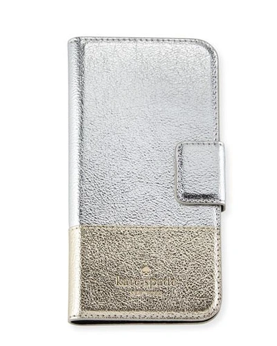 Kate Spade New York Wrap Folio Leather Iphone 7/8 Case In Platino/gold/gold
