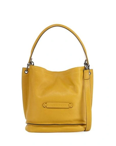 Longchamp 3d Leather Crossbody Bag In Mimosa