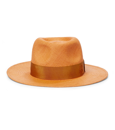 Ruslan Baginskiy Grosgrain-trim Straw Hat In Orange