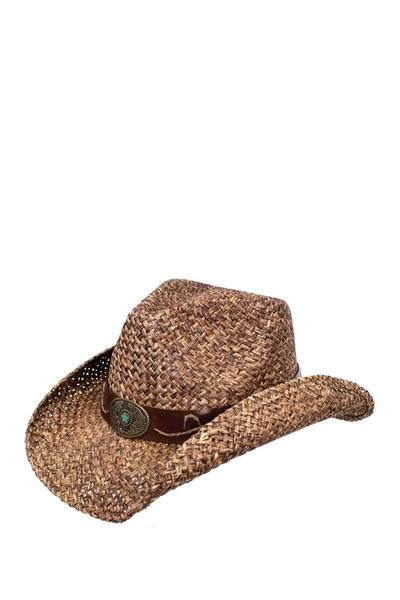 Peter Grimm Headwear Ruth Banded Cowboy Hat In Brown